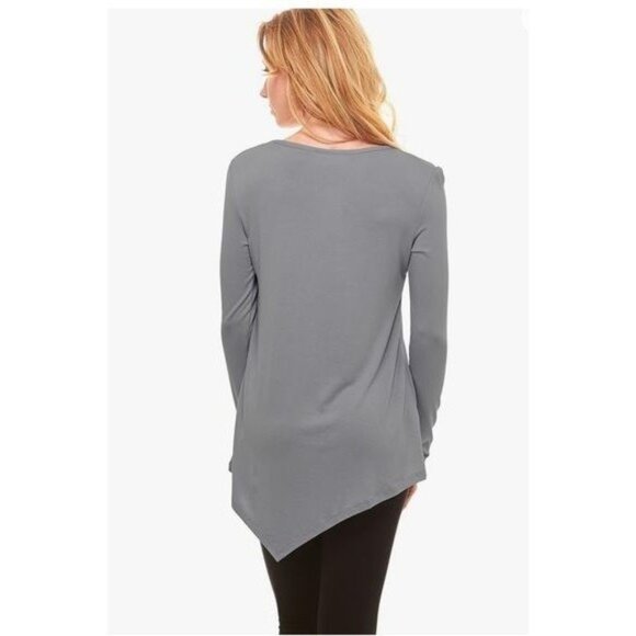 Red Hanger Asymmetrical Hem Long Sleeve Tunic Top L - Picture 11 of 12